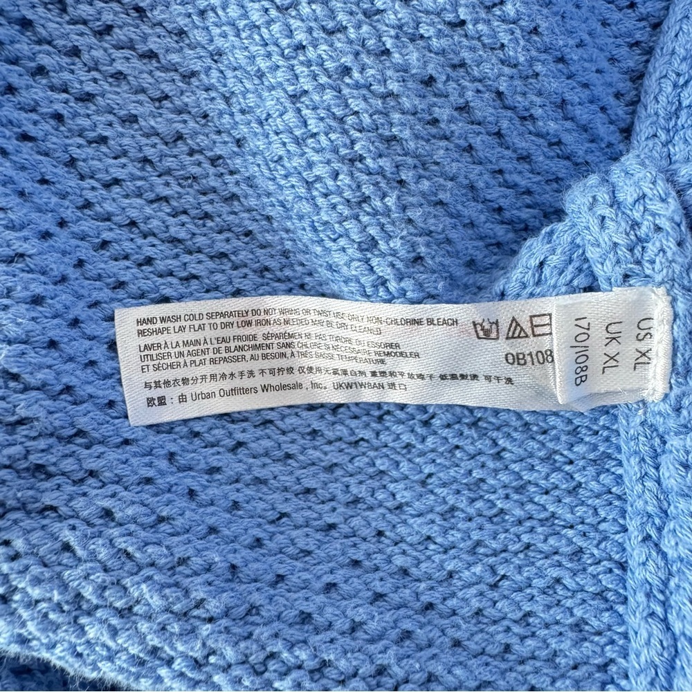 Free People Beach Hailee Waffle Knit Sweater Top Oversized Blue Slouchy Size XL - Picture 8 of 11